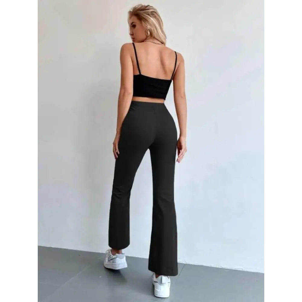 Women Cotton Blend Trouser Trousers Solid Black