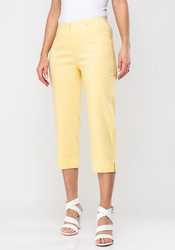 Robell Marie 07 Stretch Crop Trousers, Pale Yellow Trousers Formal Black