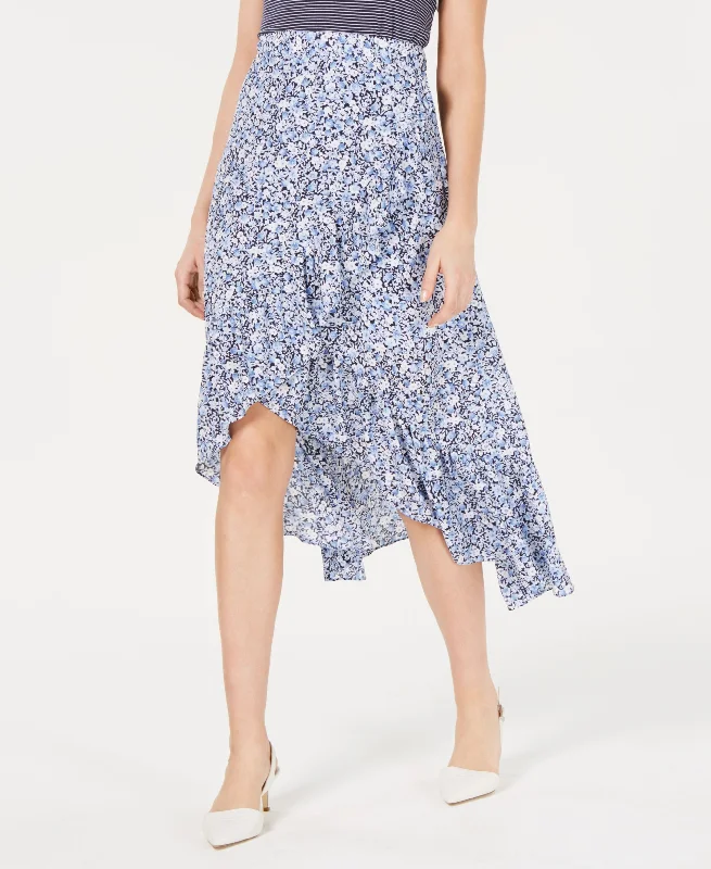 Maison Jules Ruffled High Low Maxi Skirt floral skirt print