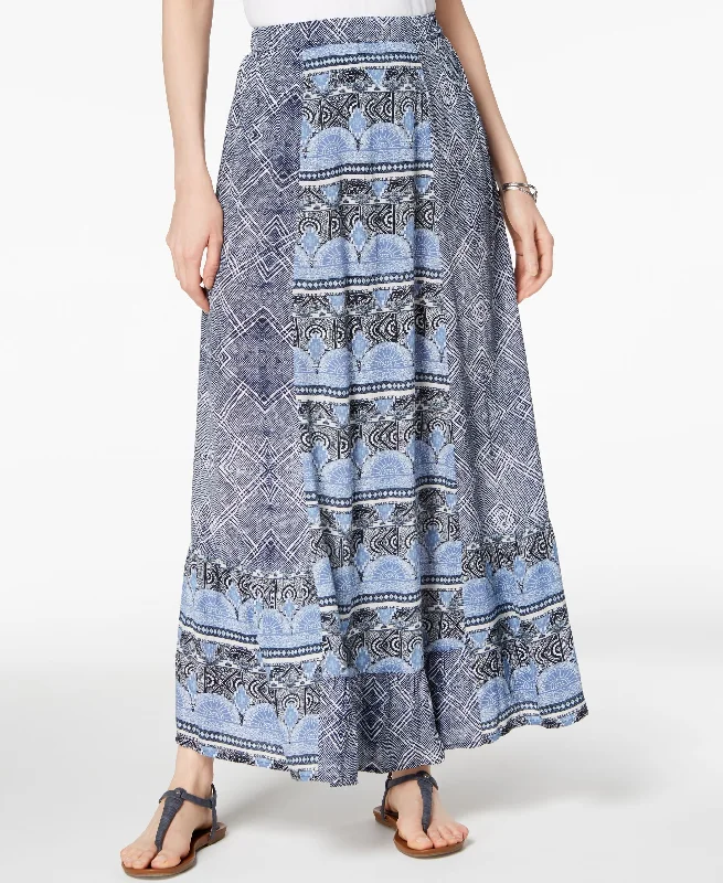 Mixed-Print Maxi Skirt leather skirt sleek