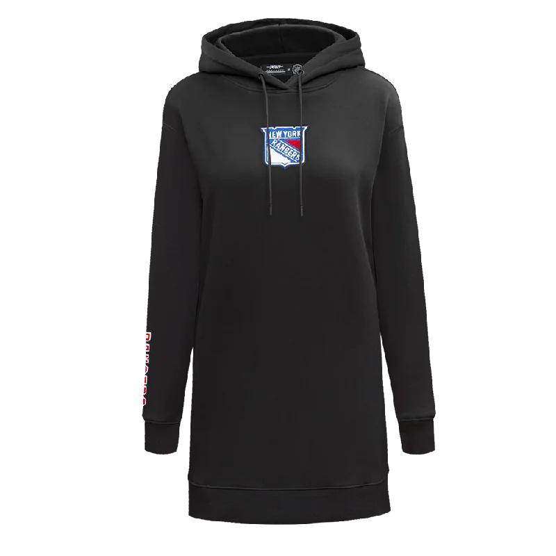 NHL NEW YORK RANGERS CLASSIC WOMEN'S FLC HOODIE DRESS (BLACK) Hoodie with Reflective Safety Nightwear