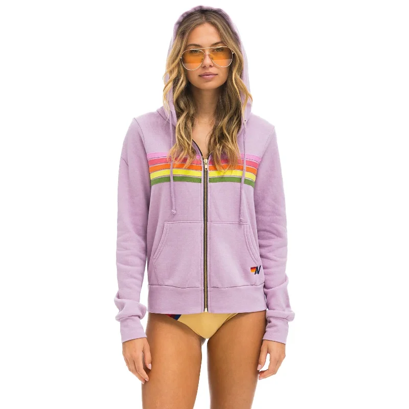 5 Stripe Zip Hoodie Mauve Hoodie with Sequins Glamorous Eye-catching