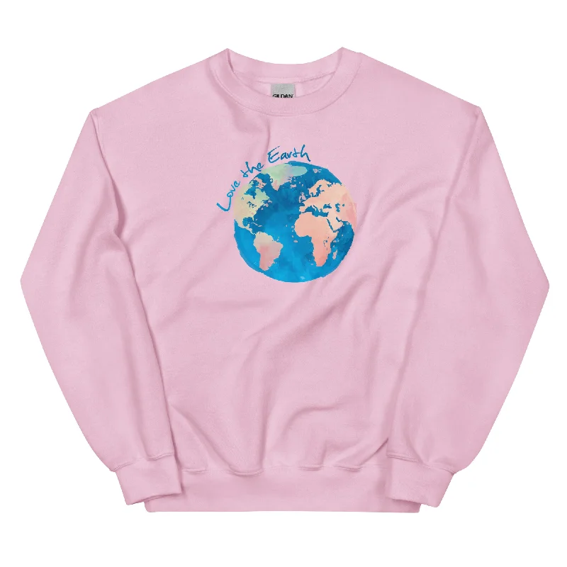 Love the Earth Crewneck Sweatshirt Hoodie with Ribbed Cuffs Snug Fit Comfort