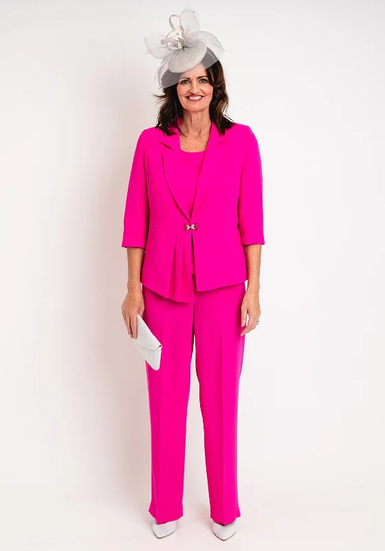 Ophelia Melita Venti 3 Piece Trouser Suit, Cerise Trousers Party Sparkling