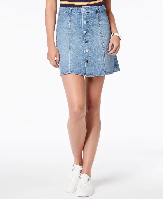 Tinseltown Juniors Button Front Denim Skirt elastic waist skirt