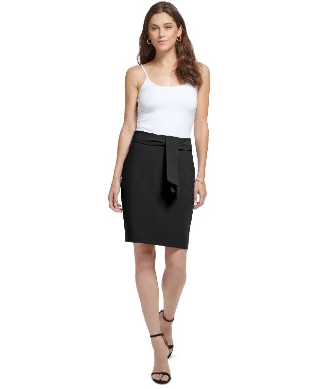 DKNY Womens Tie Front Pencil Skirt high slit skirt