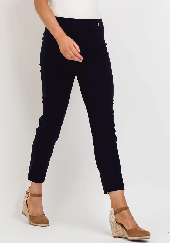 Robell Rose 09 Super Slim Trousers, Navy Trousers Yoga Stretchy