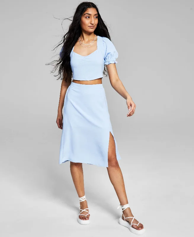 Now This Womens Side Slit Midi Skirt denim skirt classic