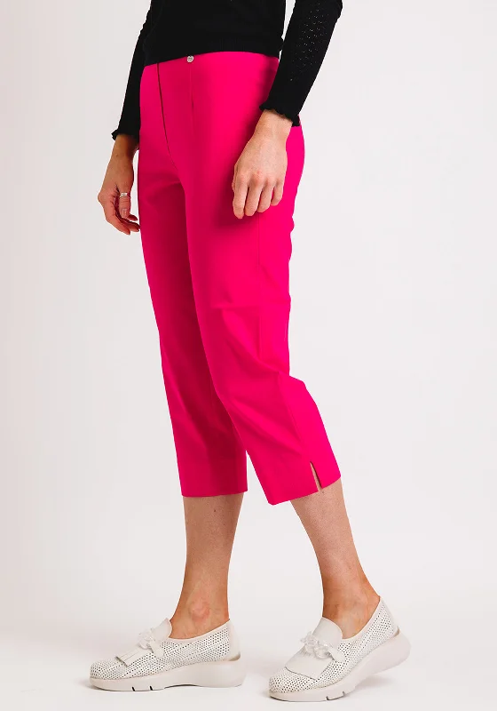 Robell Marie 07 Slim Fit Cropped Trousers, Raspberry Pink Trousers Lace Delicate