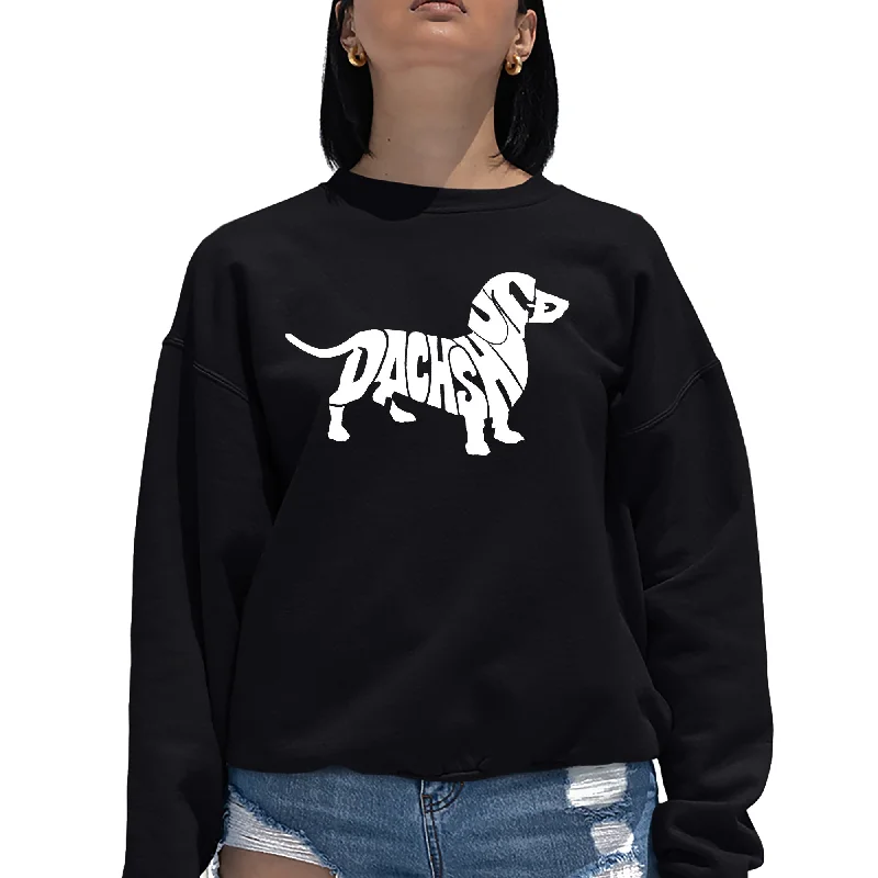 Dachshund Word Art Crewneck Sweatshirt Hoodie with Hem Drawcord Adjustable Customizable