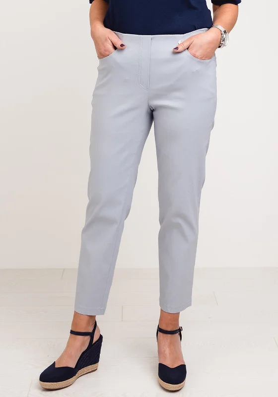 Robell Bella 09 Slim Cropped Trousers, Light Grey Trousers Ceremony Elegant