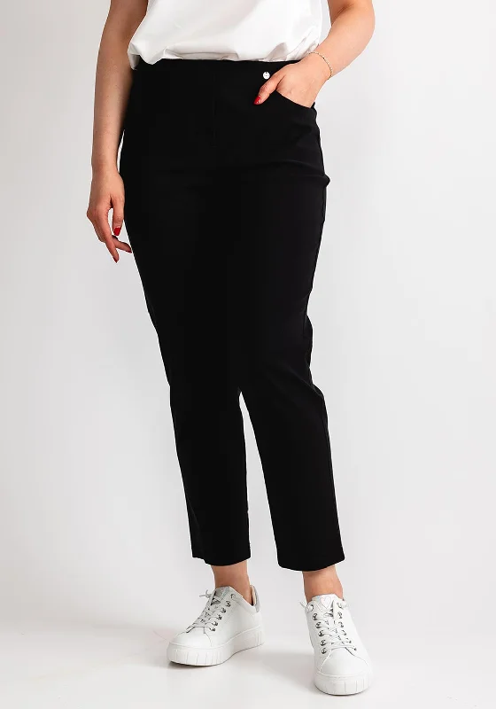 Robell Bella 09 Slim Cropped Trousers, Black Trousers Spring Floral