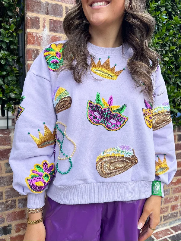 Lavender Mardi Gras Icon Sweatshirt Graphic Hoodie Design Print