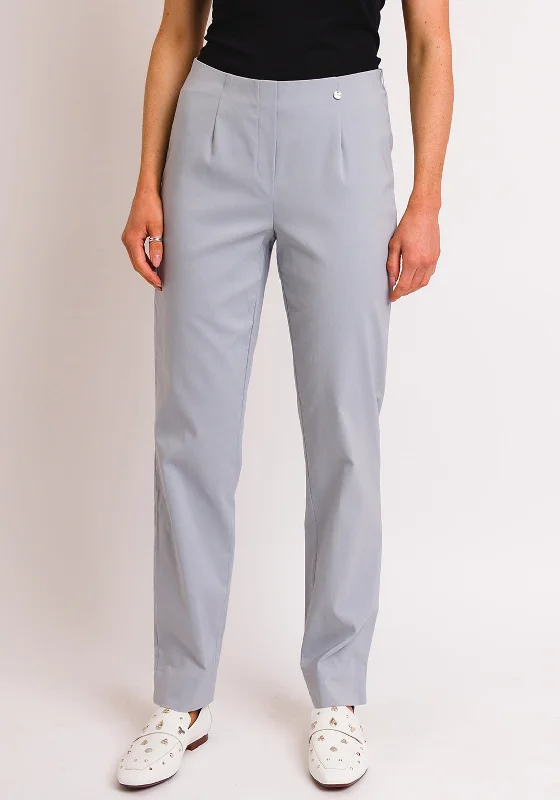 Robell Marie Stretch Slim Fit Trousers, Stone Grey Trousers Culottes Wide Leg