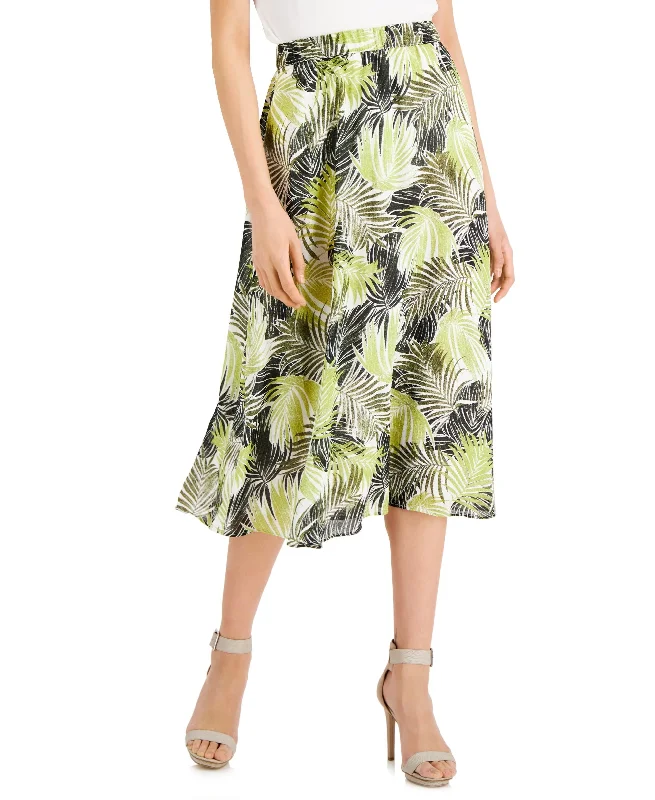 Women's Palm-Print Pull-On Maxi Skirt wool skirt sturdy