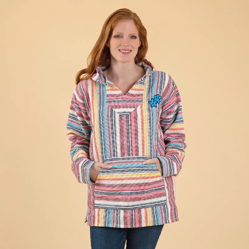 Paw & Flower Striped Baja Hoodie Hoodie with Longline Fit Extended Stylish