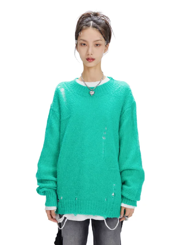 Round neck pullover mohair sweater【s0000006712】 Graphic Sweater Embroidered Appliqued