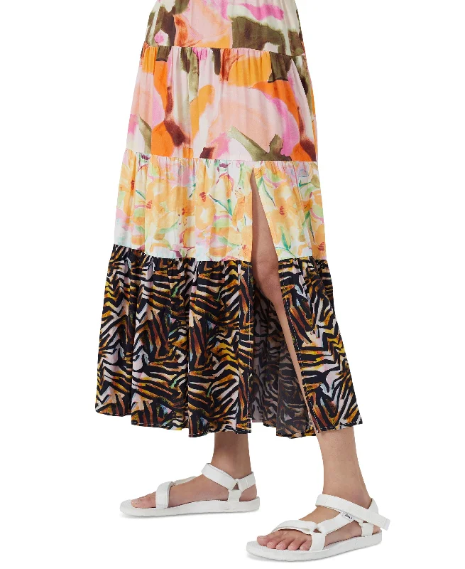 French Connection Womens Isadora Delphine Printed Maxi Skirt corduroy skirt durable