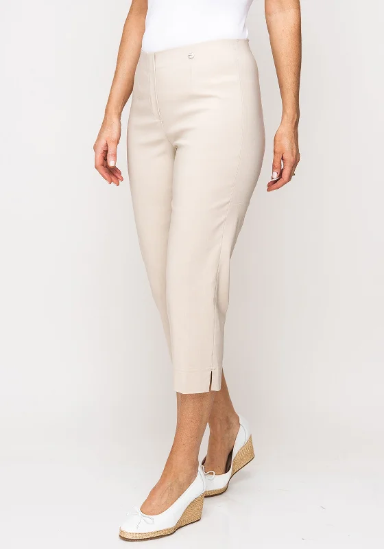 Robell Marie 07 Stretch Crop Trousers, Beige Trousers stylish modern