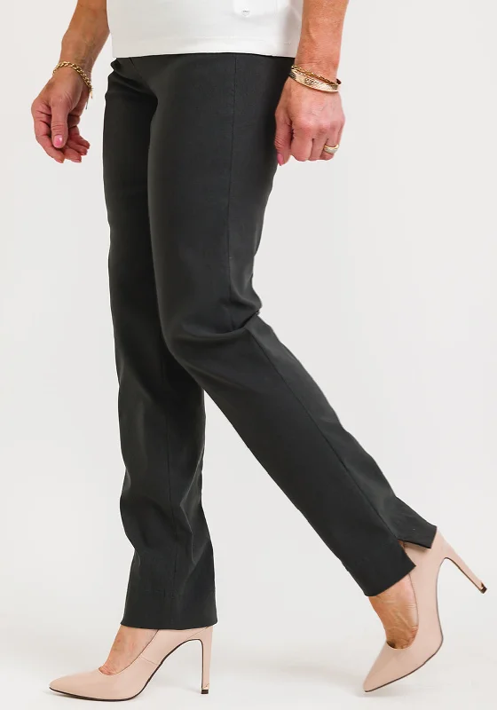 Robell Marie Full Length Stretch Slim Fit Trousers, Forest Green Trousers Solid Black