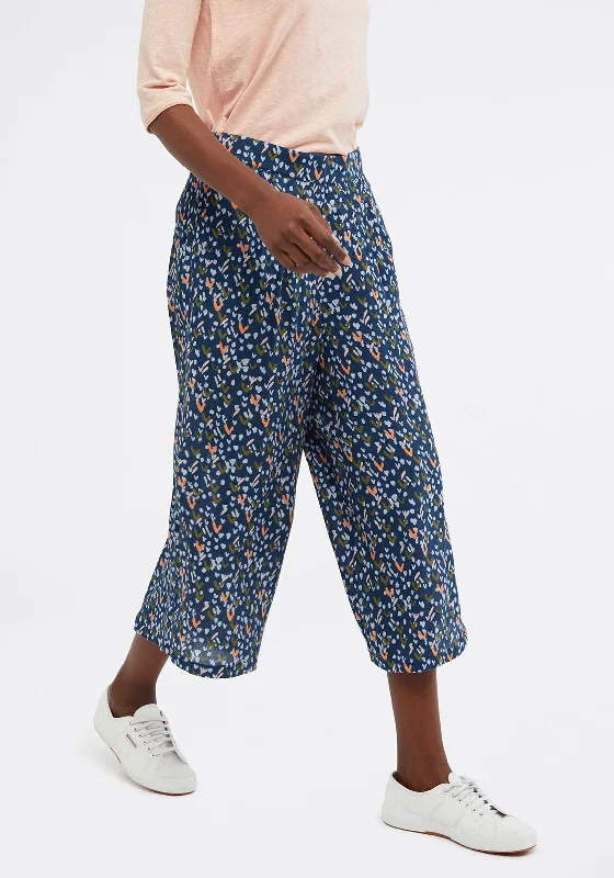 White Stuff Alba Printed Culotte Trousers, Blue Trousers Designer Luxury