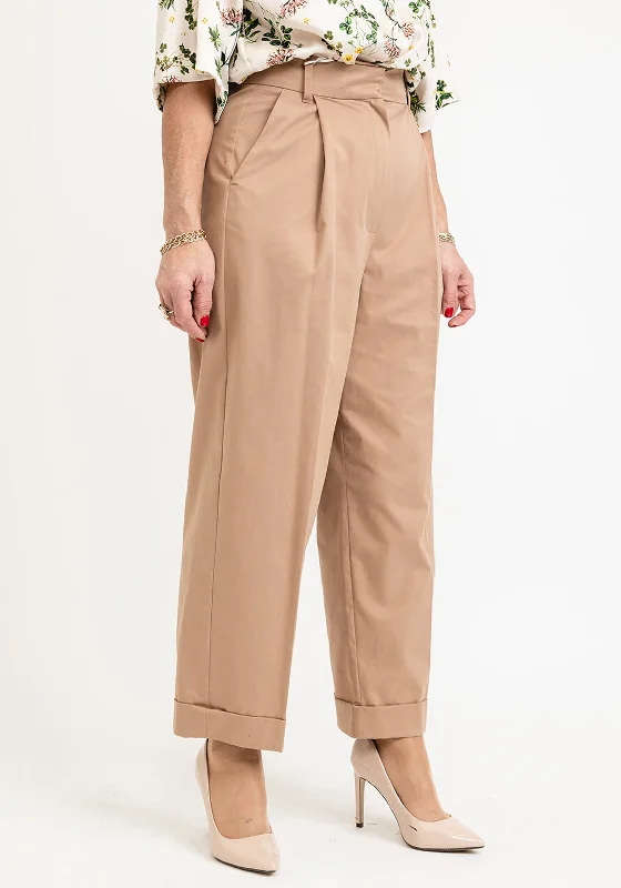 iBlues Moca Wide Leg Trousers, Camel Trousers cozy comfortable