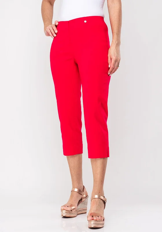 Robell Marie 07 Stretch Crop Trousers, Coral Pink Trousers Essential Wardrobe