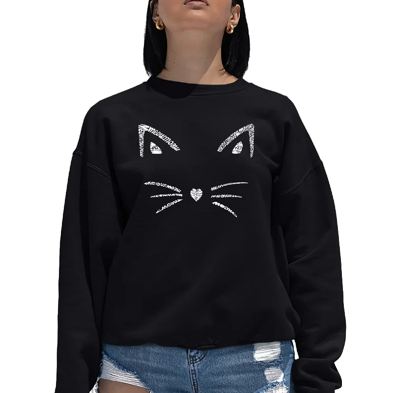 Whiskers  - Women's Word Art Crewneck Sweatshirt Hoodie with Ribbed Neckline Snug Warm