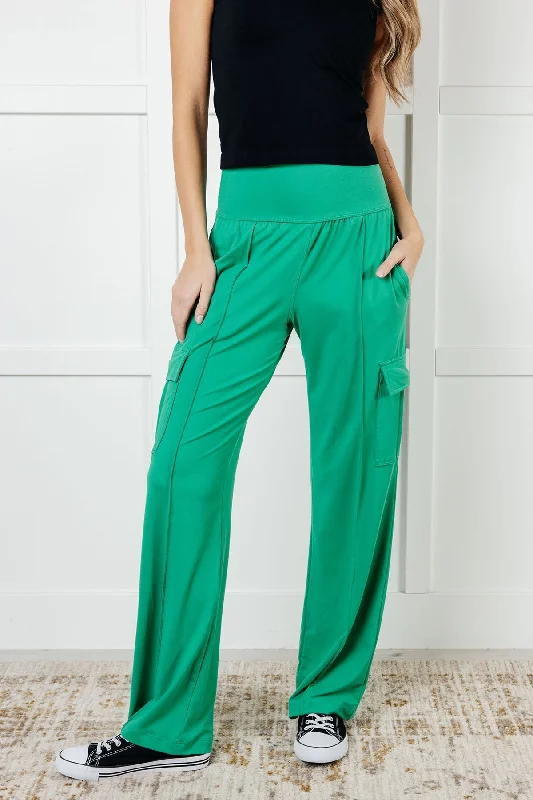 Hazel Blues® |  Race to Relax Cargo Pants in Emerald Green Sale Bootcut,