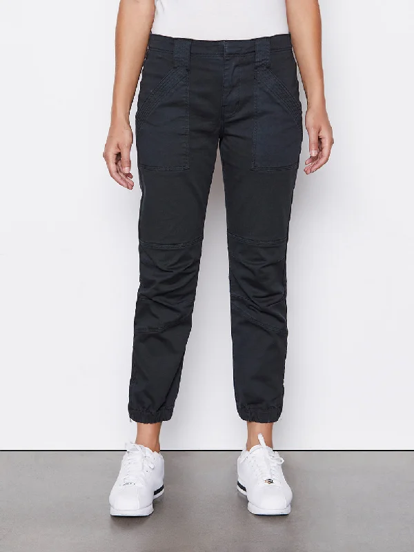 Banded Bottom Trapunto Moto Pant -- Washed Black Comfort Wide-Leg,