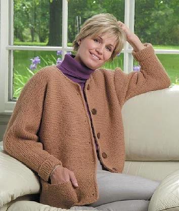 One Stitch Adult Cardigan Pattern (Knit) Ribbed Striped Patterned