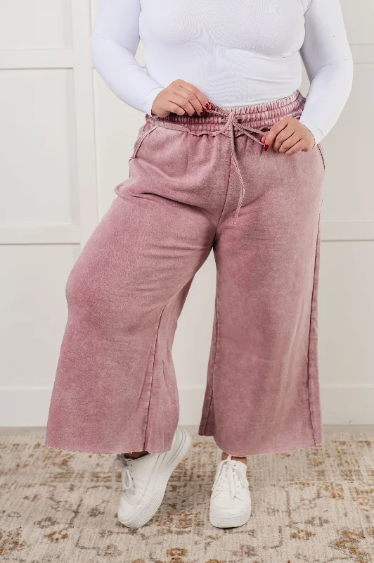 Hazel Blues® |  In or Out Wide Leg Cropped Pants in Light Rose Trendy Cotton,