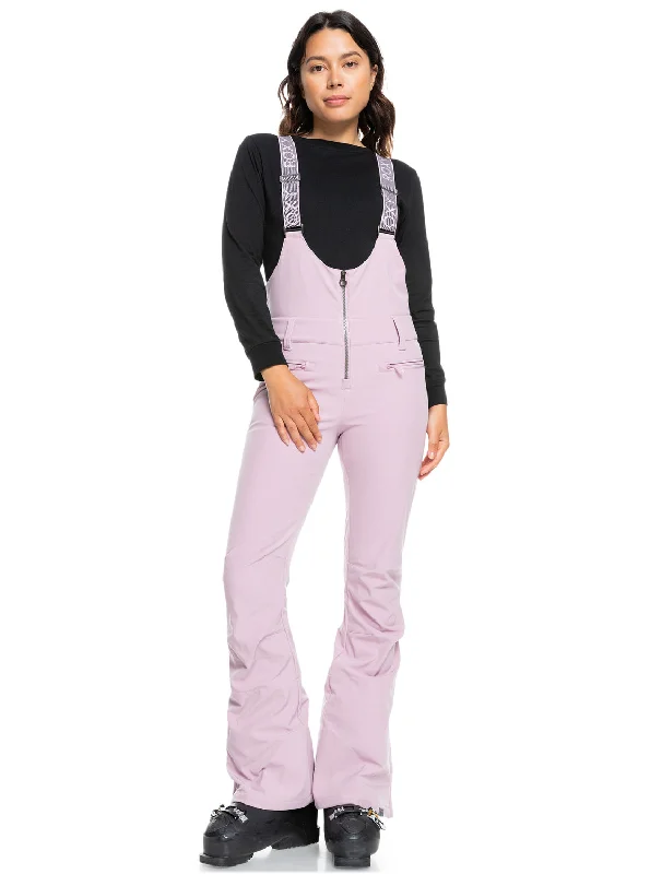 Roxy Summit Womens Bib Pants Dawn Pink Bootcut Clearance,