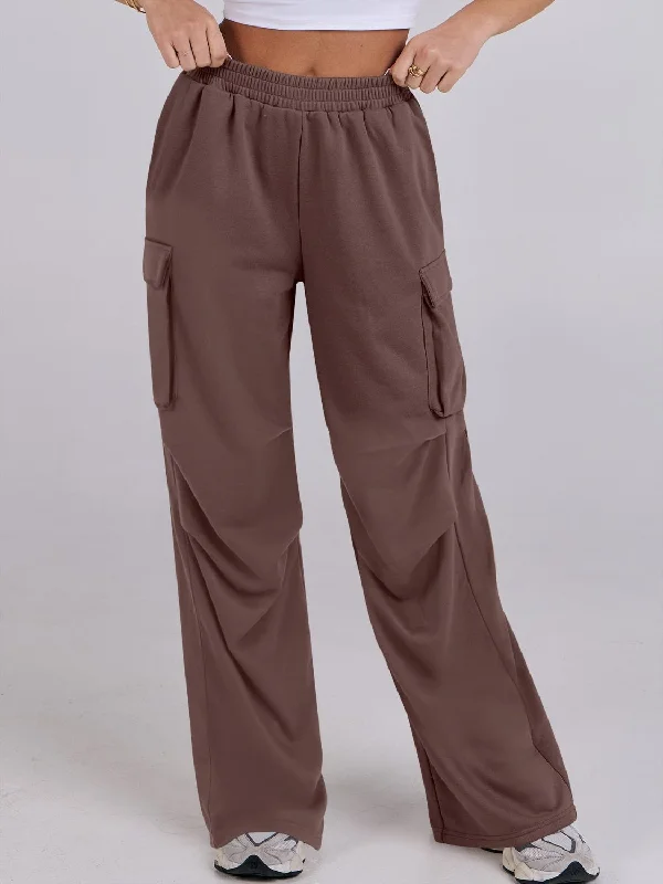 Hazel Blues® |  Elastic Waist Wide Leg Pants with Pockets Quality Crop,