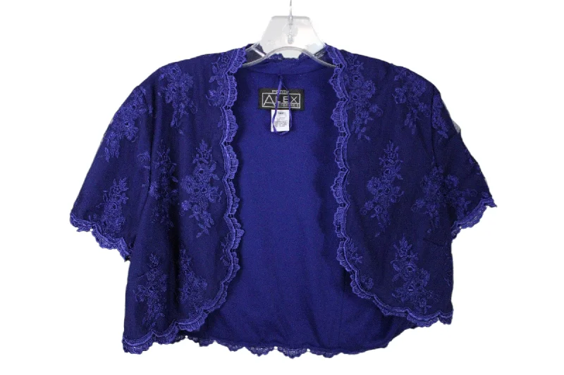 Alex Evenings Cobalt Blue Lace Cardigan | 14 Petite Stylish Fashionable Trendy