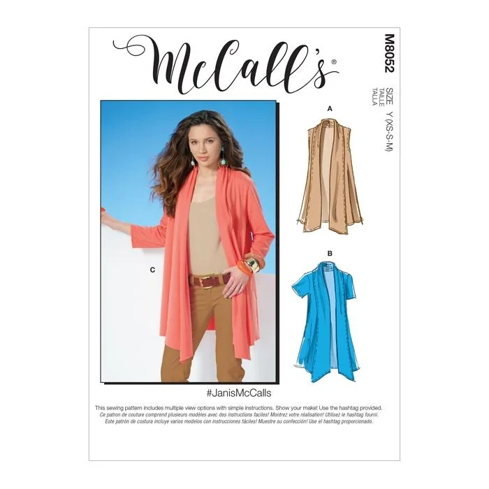 McCall's Pattern M8052 Misses' Shawl Collar Cardigans Terry Terry Cloth Terry Knit