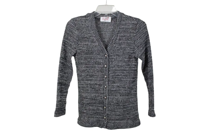 Caron Chicago Silver Knit Cardigan | S Hooded Cardigan Collared Cardigan Shawl Collar