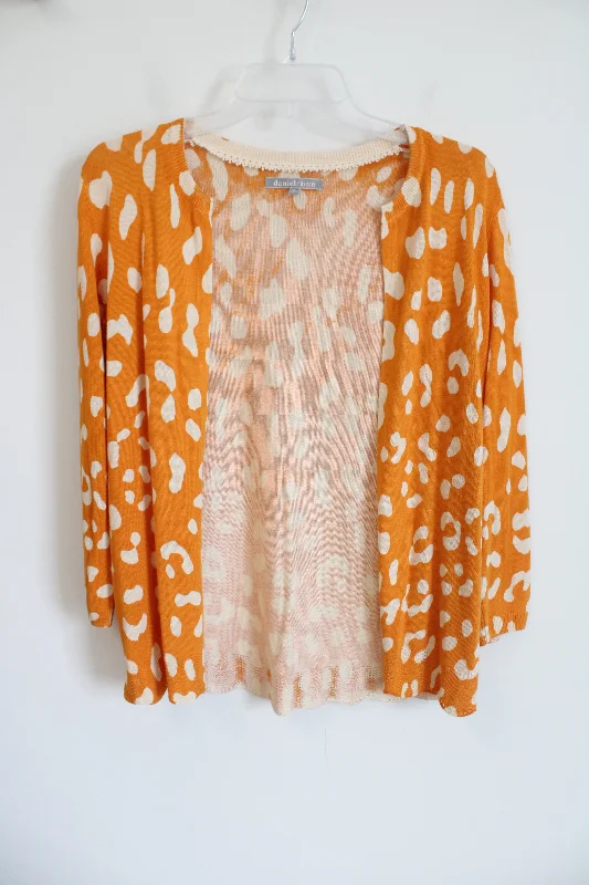 Daniel Rainn Yellow Spotted Knit Cardigan | XS Sequined Glittery Shiny