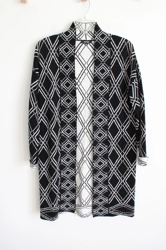 Premise Black Patterned Long Knit Cardigan | M Lightweight Heavyweight Midweight