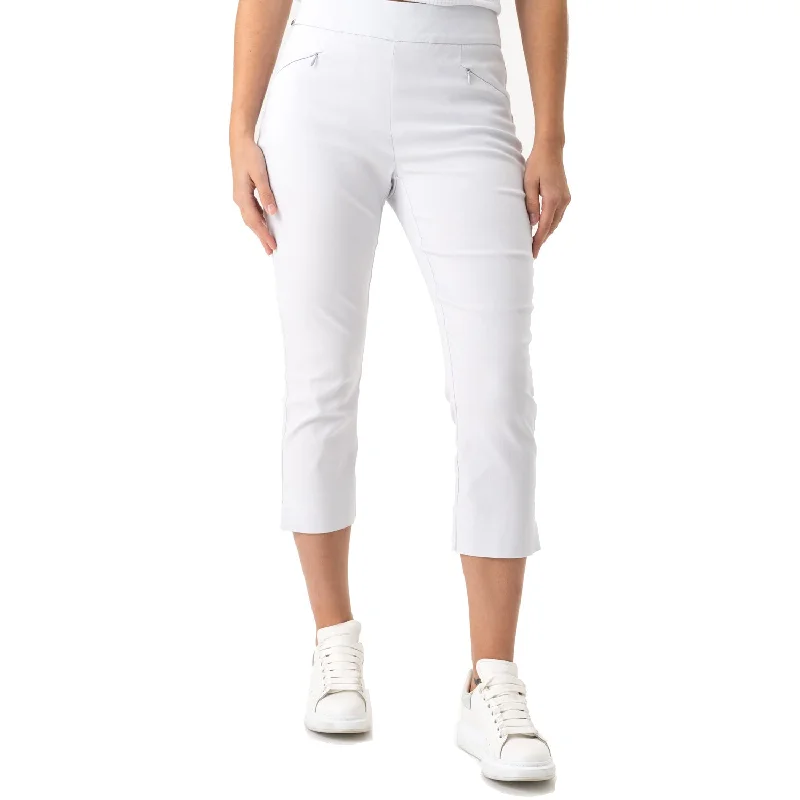 Renuar 21-Inch Pull On Capri Pant - White Trendy Straight,