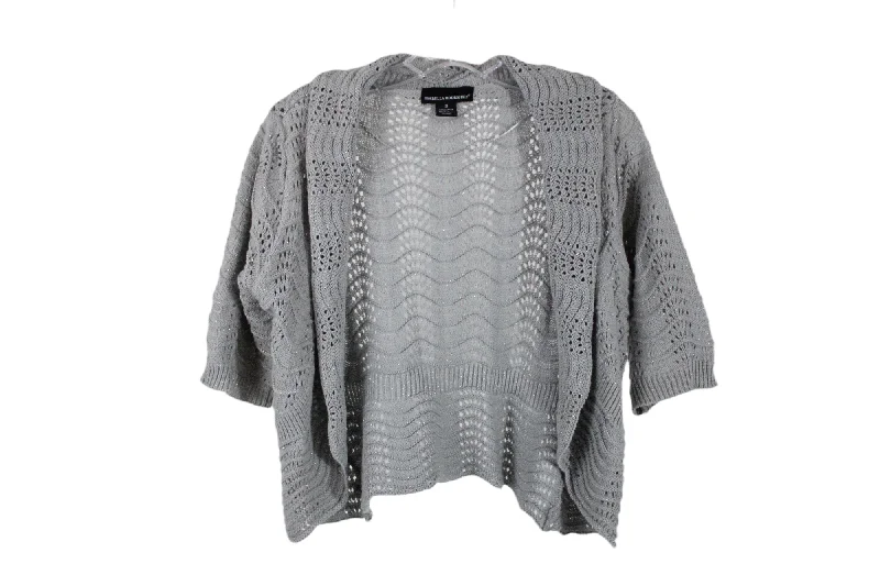 Isabella Rodrigues Gray Knit Shimmer Cardigan | S Stretchy Elastic Breathable