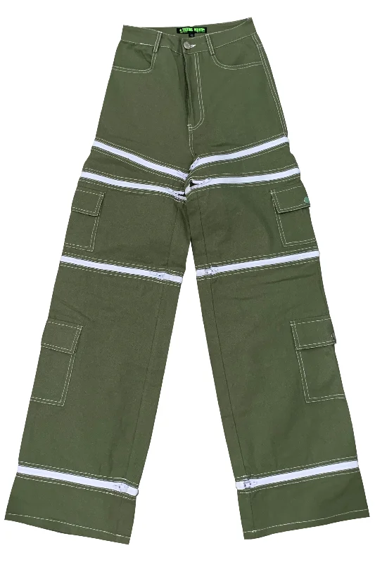 Olive Green 5-in-1 Convertible Zip-Off Cargo Pants Denim Comfort,