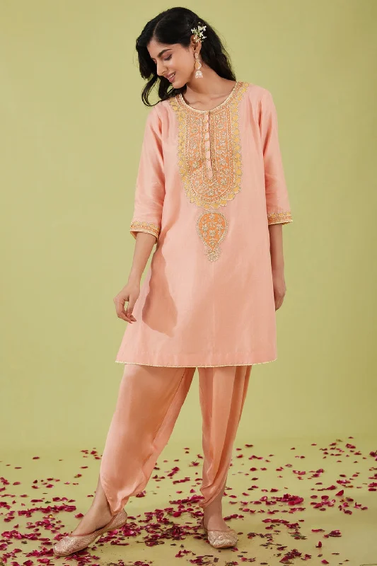 Pink Short Kurta With Pants Trousers Limited Edition,