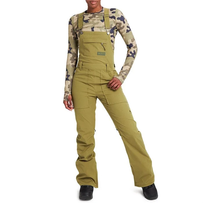 Burton Avalon Womens Bib Pants Martini Olive Denim Trousers,