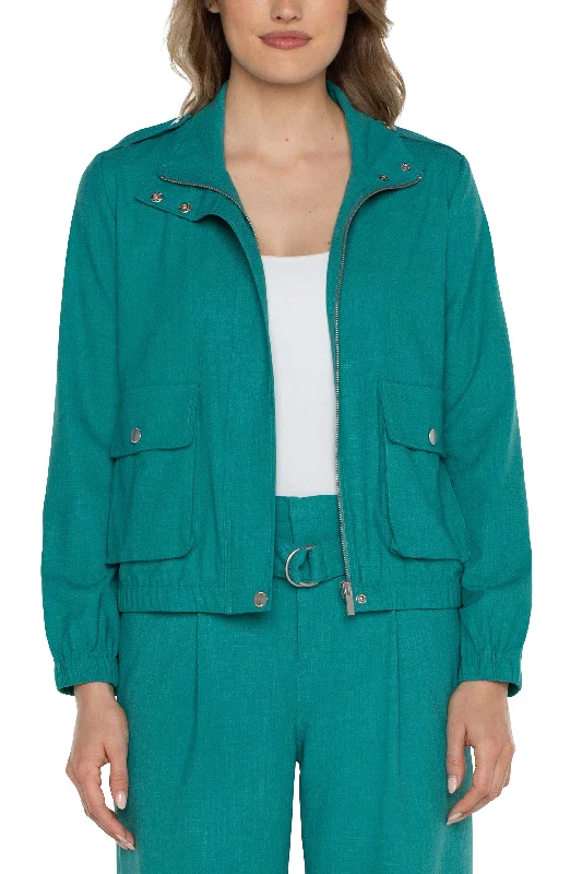 Liverpool Utility Zip Up Jacket (mermaid teal) Print Jacket Jacquard Jacket Embroidered Jacket