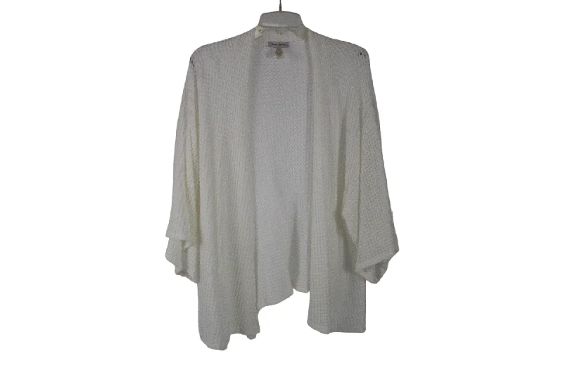 Dawn Ramu White Knit Cardigan | XL Satin Fabric Silk Fabric Chiffon Fabric