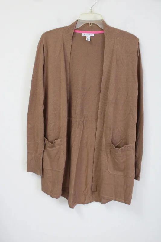 Isaac Mizrahi Live! Brown Knit Cardigan | M Stylish Fashionable Trendy