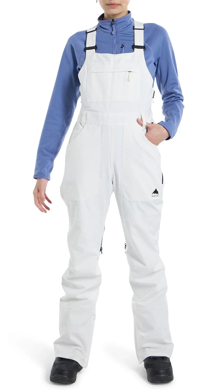 Burton Avalon Bib Pants Womens Stout White Cotton Crop,