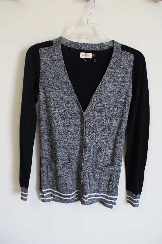 SO Gray Black Cardigan | XS Polka Dot Checkered Tartan