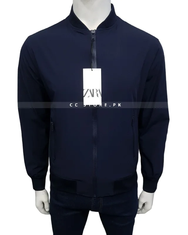 ZR Lightweight Parachute Navy Blue Bomber Jacket (401) Wool Fabric Cashmere Fabric Tweed Fabric